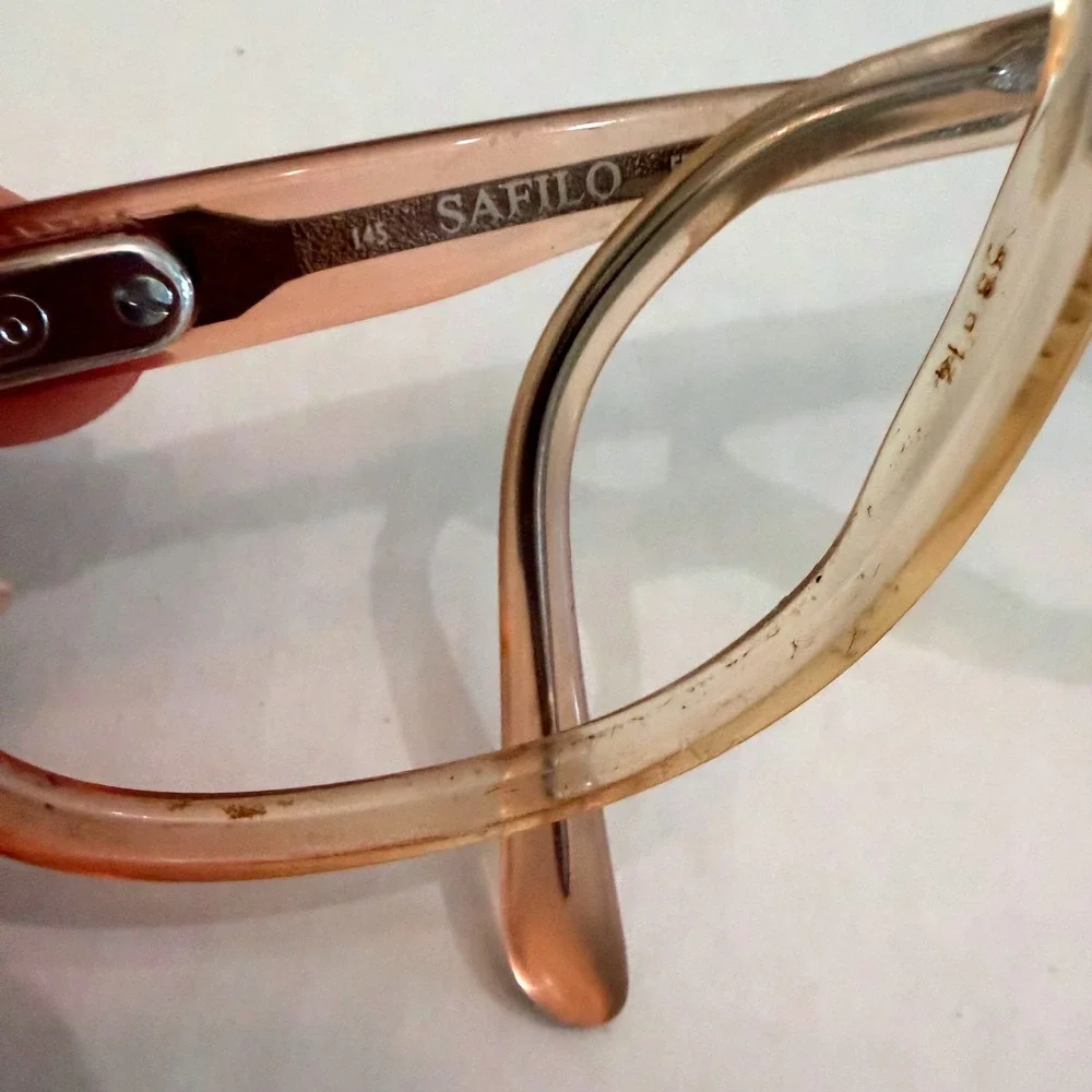 Safilo Elasta 1030 Vintage Aviator Eyeglass Frames Peach Amber Italy 58-14-145